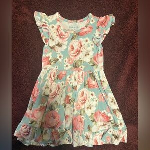 Posh Peanut Floral Dress in Pink and Green